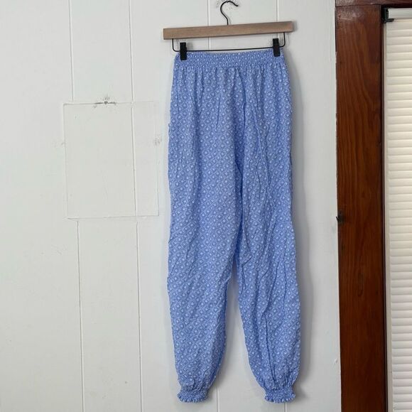 Mable Blue Floral Elastic Waist Jogger Lightweight Pants Small - Picture 4 of 5